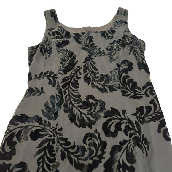 Vintage Hugo Buscati Collection Sleeveless Mini Dress Velvet Burnout Black 2P - Picture 2 of 9